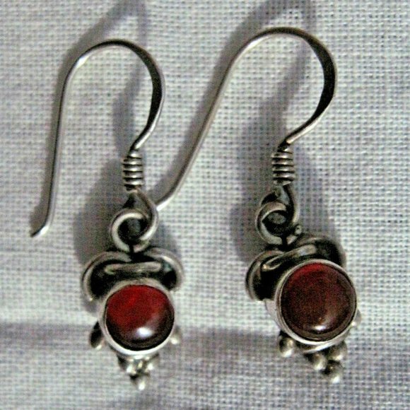 Jewelry - Vintage Sterling Silver Carnelian Earrings